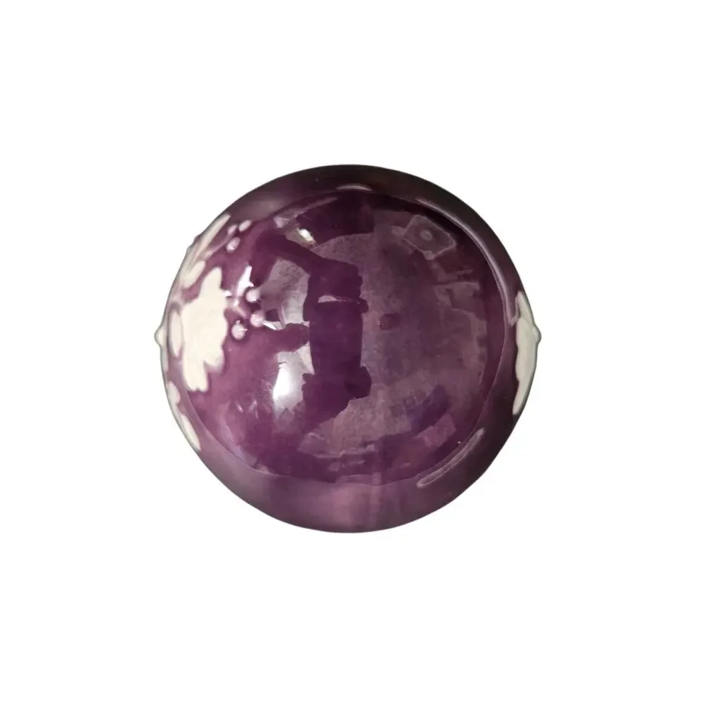 Vintage Hand Painted Purple Ceramic Floral Decorative Egg Figurine